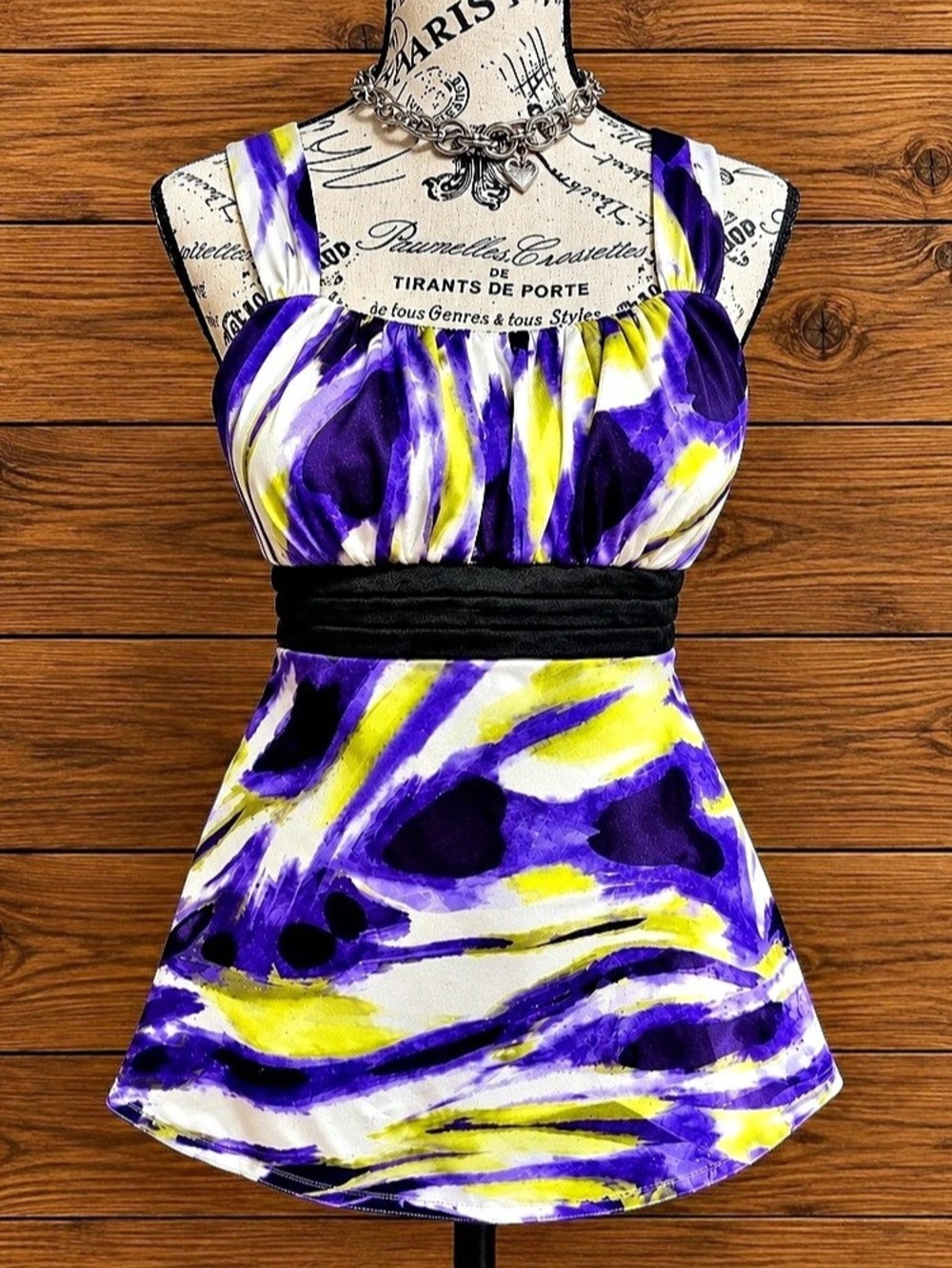 Byer California Abstract Mini Dress in Purple & Yellow